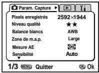 PENTAX Optio 550 - Comment revenir au menu [X] Preférences] - 2