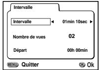 PENTAX Optio 550 - Réglage de l'intervalle, du nombre de vues et du département - 1