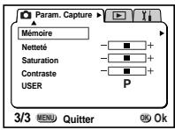 PENTAX Optio 550 - Sauvegarde des éléments du menu (Mémoire) - 2