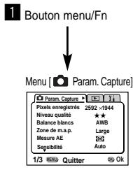 PENTAX Optio 550 - Exemple d'une opération de menu - 1