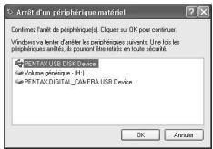 PENTAX Optio 550 - Déconnexion de la liaison appareil/PC (Windows XP) - 3