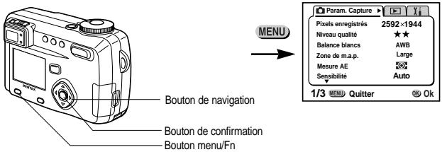PENTAX Optio 550 - Comment revenir au menu [X] Preférences] - 1