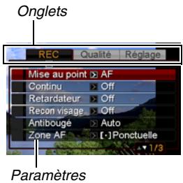 CASIO EX-Z1080 - Exemple d'écran de menu - 1