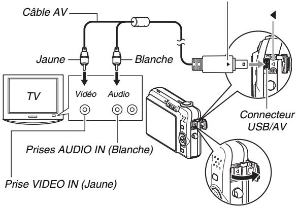 CASIO EX-Z1080 - Utilisez le câble AV fourni avec l'appareil photo pour relier l'appareil photo à un téléviseur. - 1