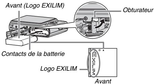 CASIO EX-Z1080 - Insérez la batterie dans l'appareil photo. - 1