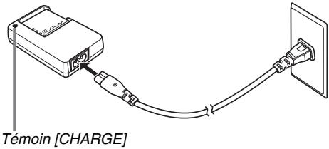 CASIO EX-Z1080 - Raccordez le chargeur de batterie à une prise secteur. - 1