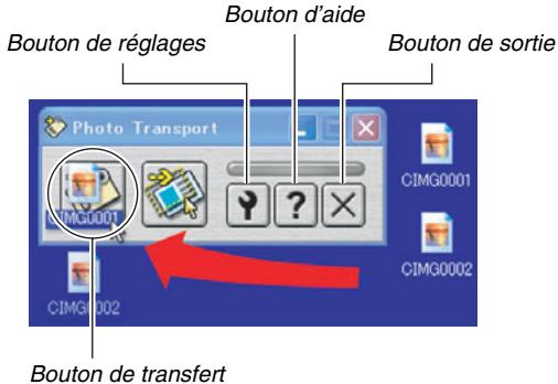CASIO EX-Z1080 - Déposez les fichiers d'images que vous voulez transférer sur l'appareil photo sur le bouton de transfert de Photo Transport. - 1
