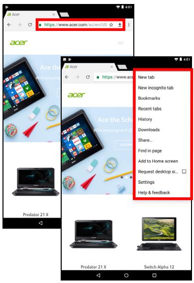 ACER iCONiA ONE 7 B1-7A0-ROFY16 GO BLANCHE - Utiliser le navigateur - 1