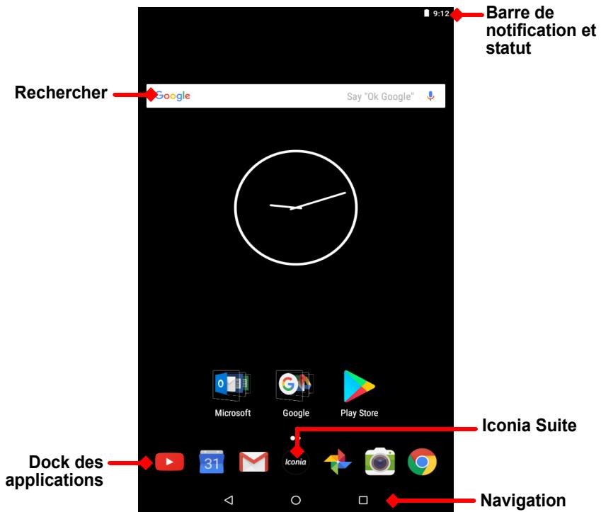 ACER iCONiA ONE 7 B1-7A0-ROFY16 GO BLANCHE - Utiliser les écrons d'accueil - 1