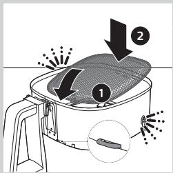 PHILIPS HD9867/90 - Einsetzen des abnehmbaren Gitterbodens und des Fettabscheiders - 4