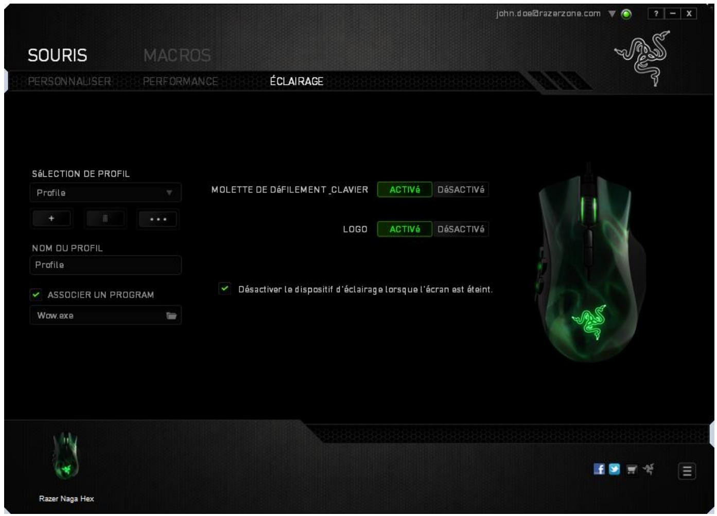 RAZER NAGAHEX WRAITH - ONGLET LIGHTING (ÉCLAIRAGE) - 1
