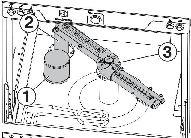 ELECTROLUX LAVE VERRE 402077 - I1.2 Vérification du montage du filtré, du trop-plein et des bras de lavage - 1