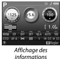 NIKON 05200 KIT 18-55VRIT + 55 - Positionner le curseur dans l'affichage des informations. - 2