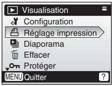 NIKON CoolpixLG - Appuyez sur les commandes ▲ ou ▼ du sélecteur multidirectionnel pour sélectionner [Réglage impression], puis appuyez sur ©. - 1