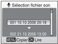 NIKON CoolpixLG - Appuyez sur MENU dans la liste des enregistrements audio. - 1