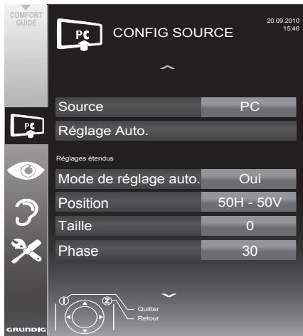 GRUNDIG 42VLC7121C - Réglages pour le mode PC - 1