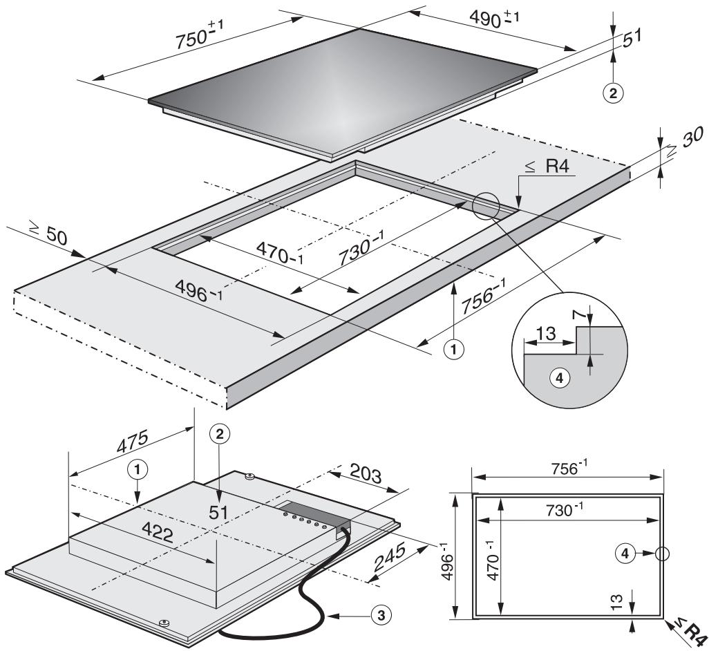 MIELE KM 5755 - Cotes d'encastrement KM 5757 - 1