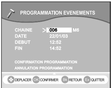 SAGEM PACK PVR 160+ITD 62 - 7-12-2 Programmation événements - 2