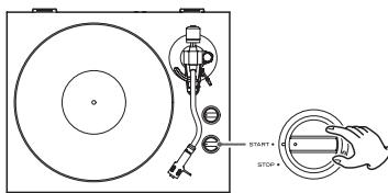 TEAC TN-400BT - Tournez le bouton START/STOP en position START pour faire demarrer le plateau. - 1