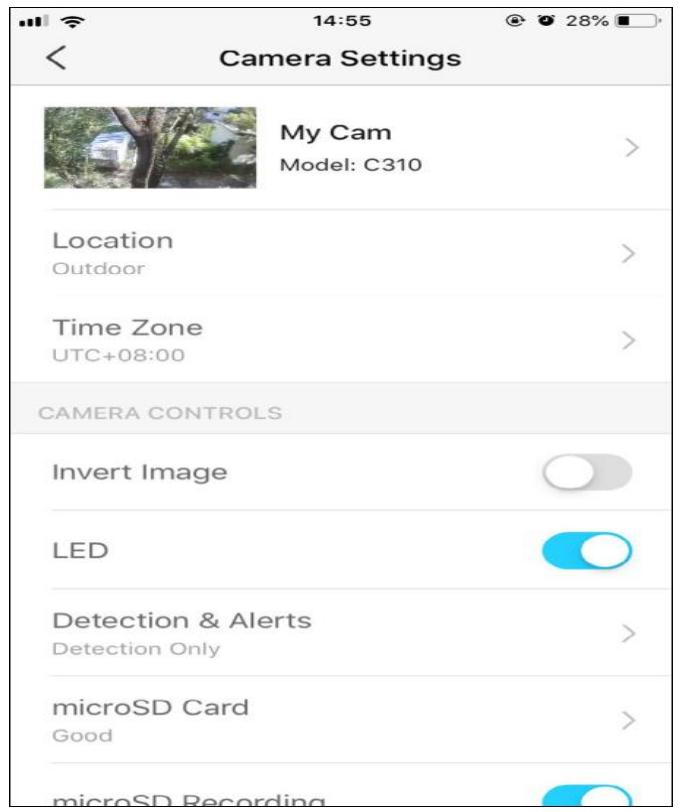 TP-LINK C310 - Paramètres de laamera - 1