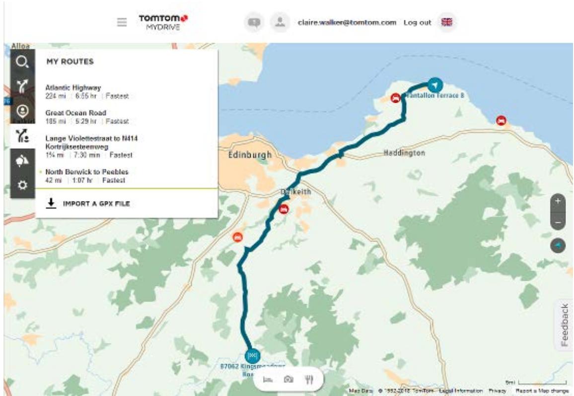 TOMTOM GPSRIDER50 - Ajouter à Mes parcours à l'aide de MyDrive - 5