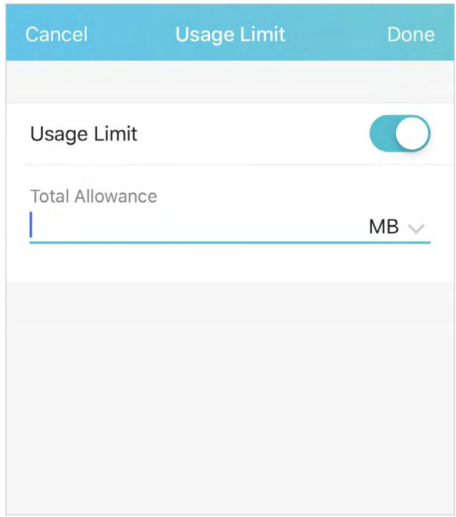 TP-LINK M7010 - Tap Usage Limit at the bottom. - 1