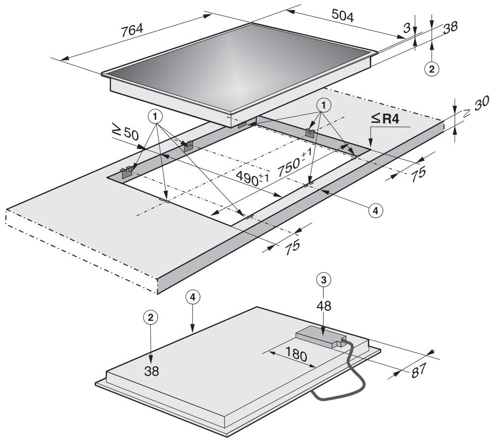 MIELE KM 537 - Cotes d'encastrement KM 537 / KM 551 - 1