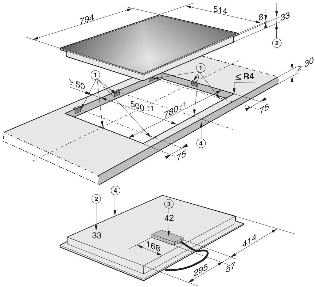 MIELE KM 537 - Cotes d'encastrement KM 550 - 1