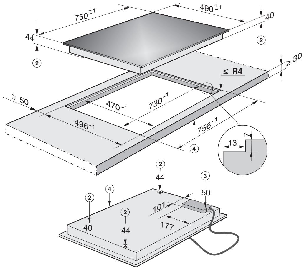 MIELE KM 537 - Cotes d'encastrement KM 552 - 1