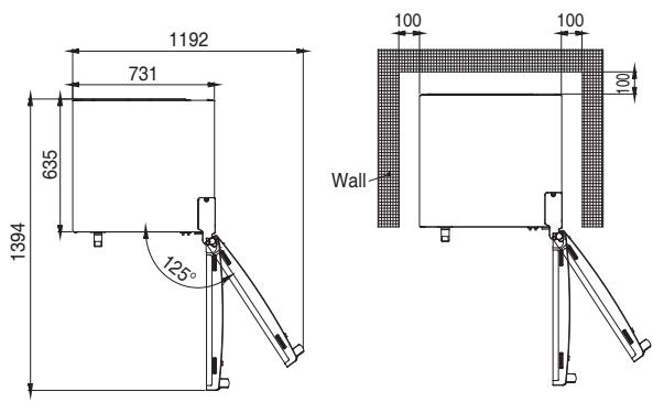 DAEWOO FN-595NW - L'espace nécessaire pour l'installation de l'appareil est indiqué ci-dessous. (Unité : mm) - 1