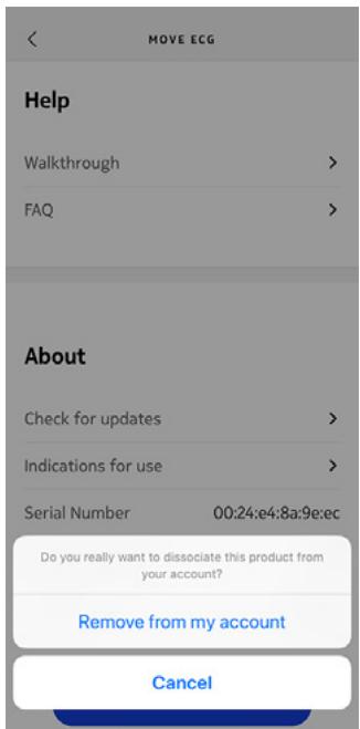 WITHINGS Move ECG - Touchez Supprimer de mon compte. - 1