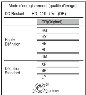 PANASONIC DMR6UBT1IEC - Pour changer le mode d'enregistrement (qualité de l'image) - 1