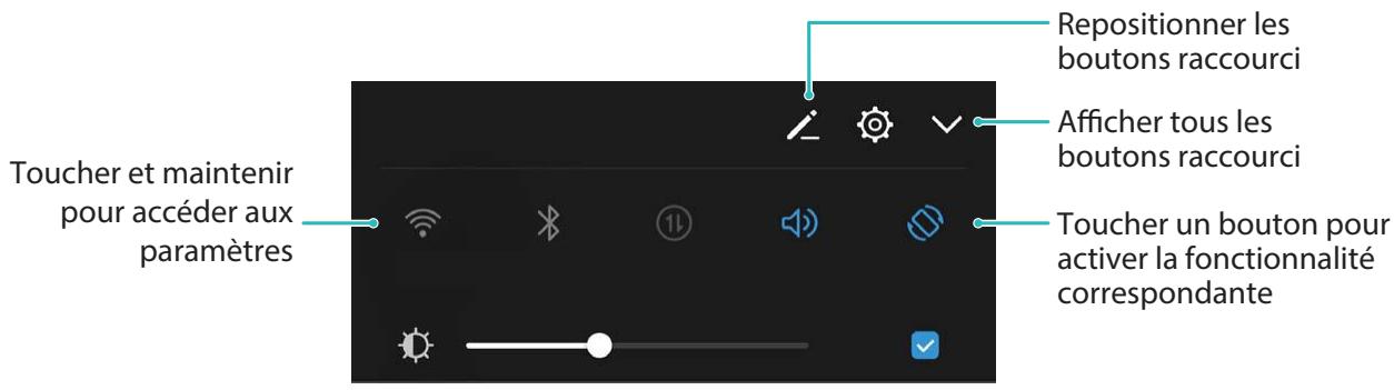HUAWEI NC - Utiliser des boutons raccourci pour activer rapidement les fonctionnalités fréquement utilisées - 1