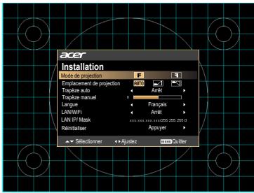 ACER P1273B - Menu d'installation - 1