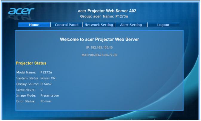 ACER P1273B - Home (Accueil) - 1