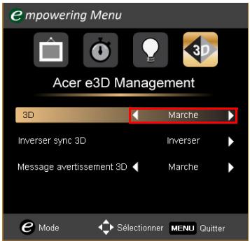 ACER P1273B - Regarder des DVD ou des disques Blu-Ray en 3D - 3