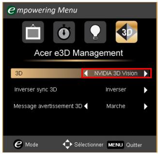 ACER P1273B - Réglez 3D sur Nvidia 3D Vision. - 2
