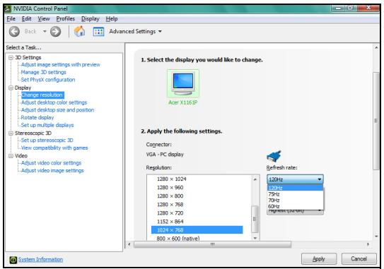 ACER P1273B - Configuration d'un environnement 3D - 3