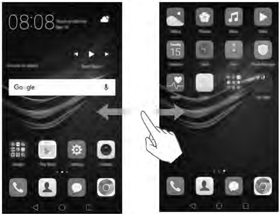HUAWEI P9 LITE BLACK - Passage d'un écran d'accueil à l'autre - 1