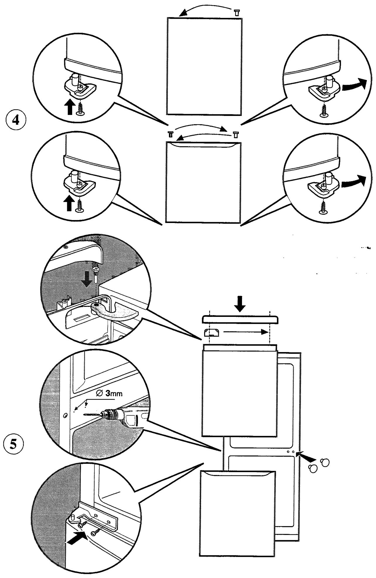 ARISTON MBA 3818 CBS - Réversibilité de l'ouverture des portes - 4