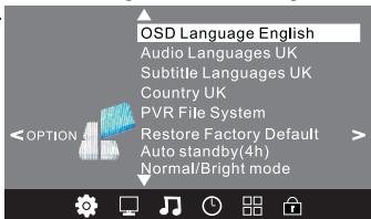 BRANDT B2614HD - MENU de réglage des options - 1