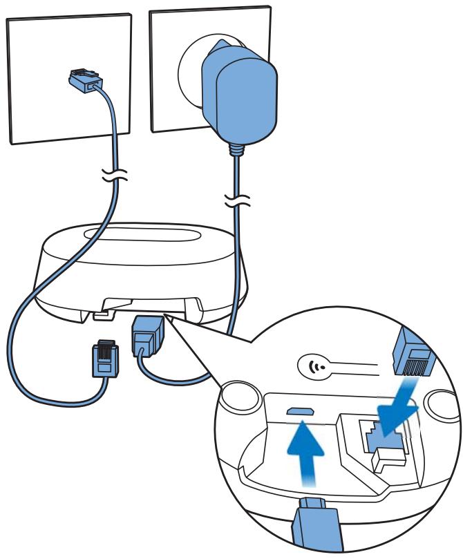 PHILIPS D1411 - Branchez chacune des extrémités du cordon sur : - 1