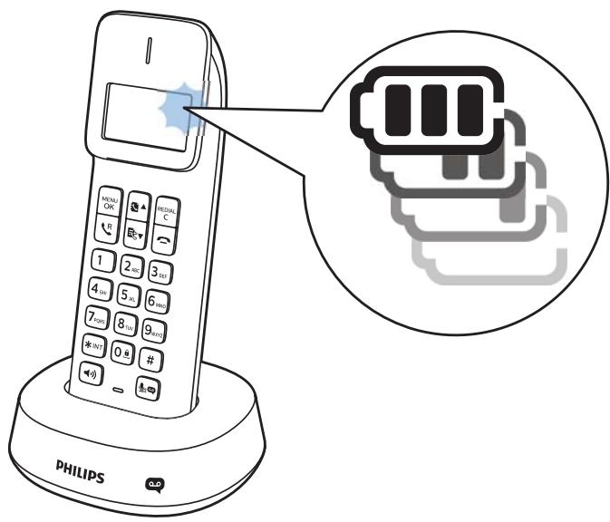 PHILIPS D1411 - Vérification du niveau de charge de la batterie - 1