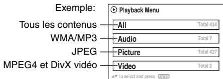 PANASONIC SC-HT 545 WEG - Lecture des éléments dans l'ordre (Playback Menu) - 1