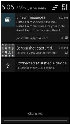 ACER LIQUID Z5 DUO BLANC - Zone de notification et statut - 5