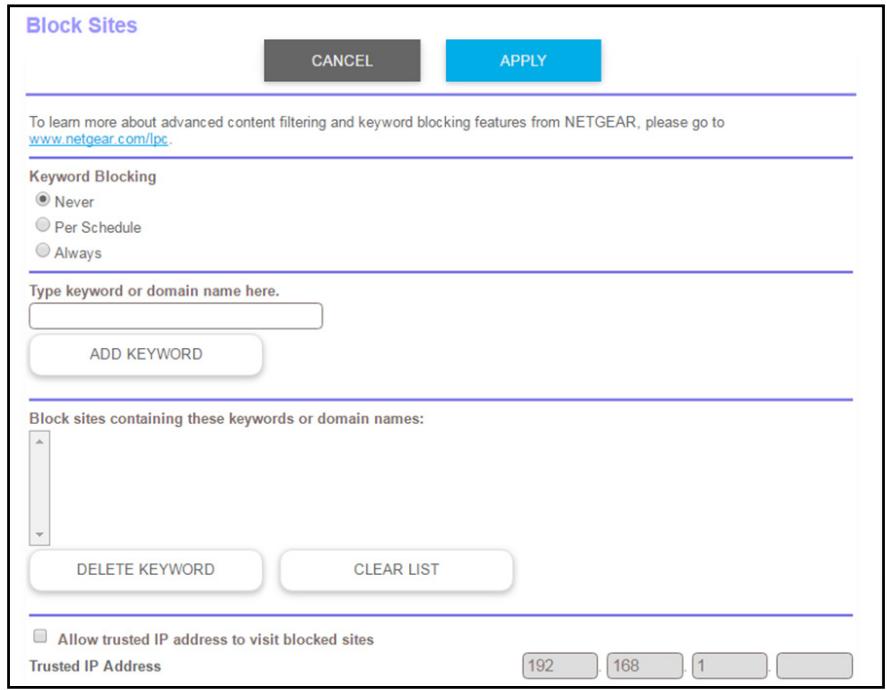 NETGEAR RBR50-100PES - Select ADVANCED > Security > Block Sites. - 1