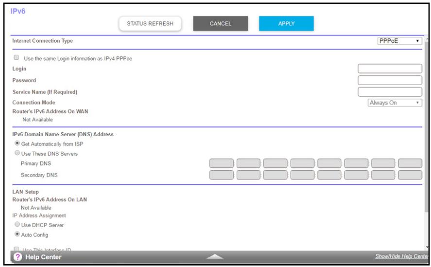 NETGEAR RBR50-100PES - To set up a PPPoE IPv6 Internet connection: - 1