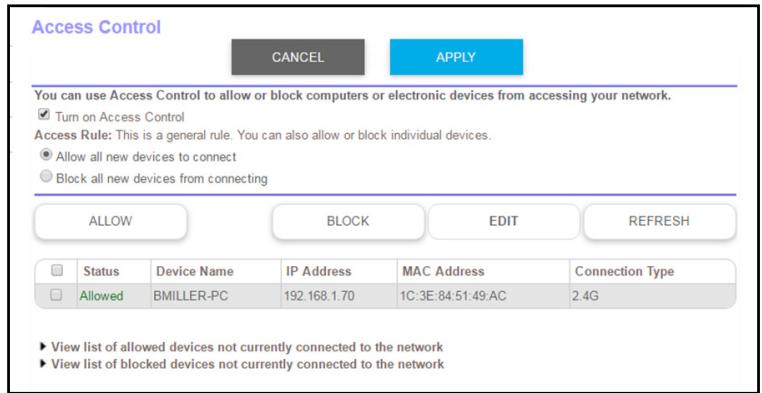 NETGEAR RBR50-100PES - To set up access control: - 1