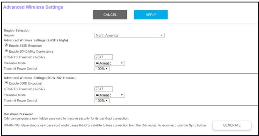 NETGEAR RBR50-100PES - To view or change advanced WiFi settings: - 1