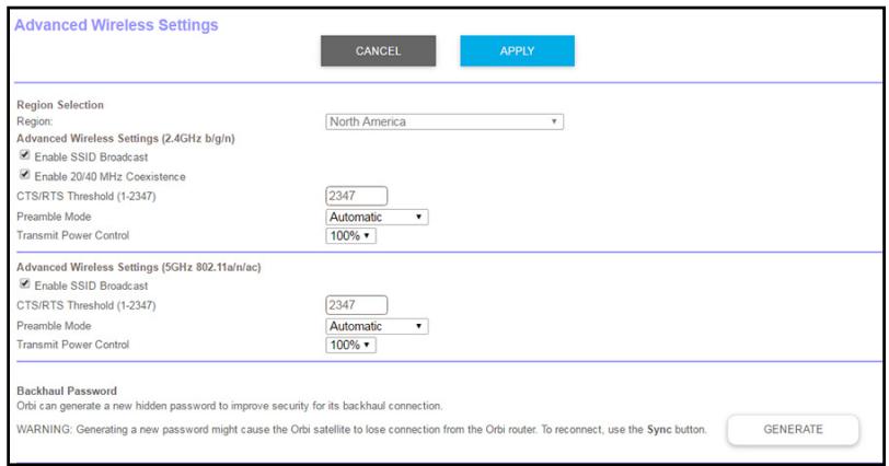 NETGEAR RBR50-100PES - To generate a new backhaul password: - 1
